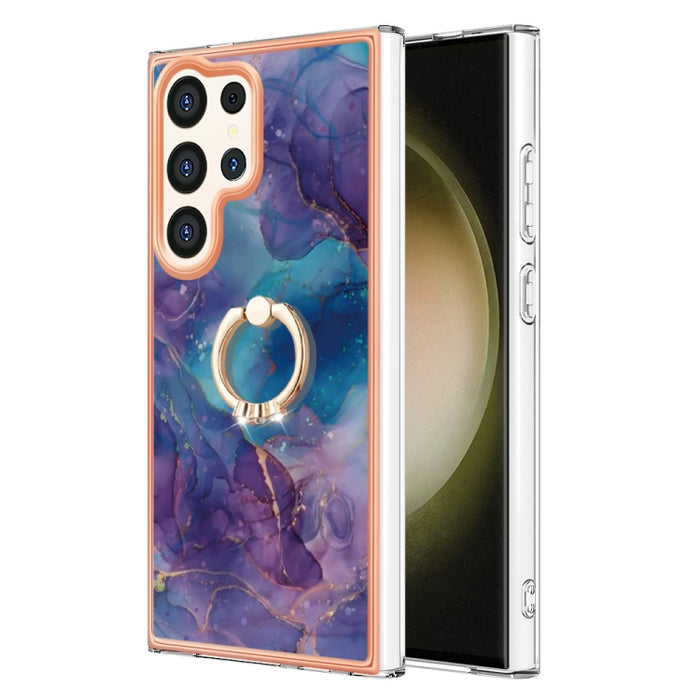 Electroplating Marble Dual-side IMD Phone Case with Ring