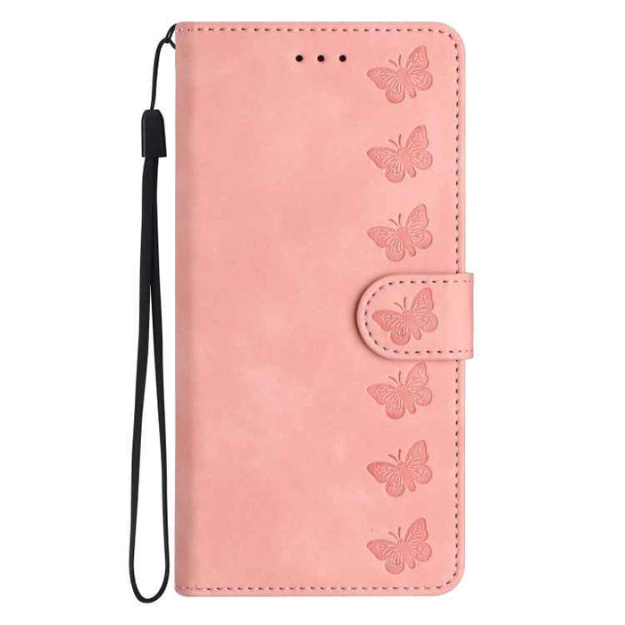 For iPhone 16 Plus Seven Butterflies Embossed Leather Phone Case(Pink)