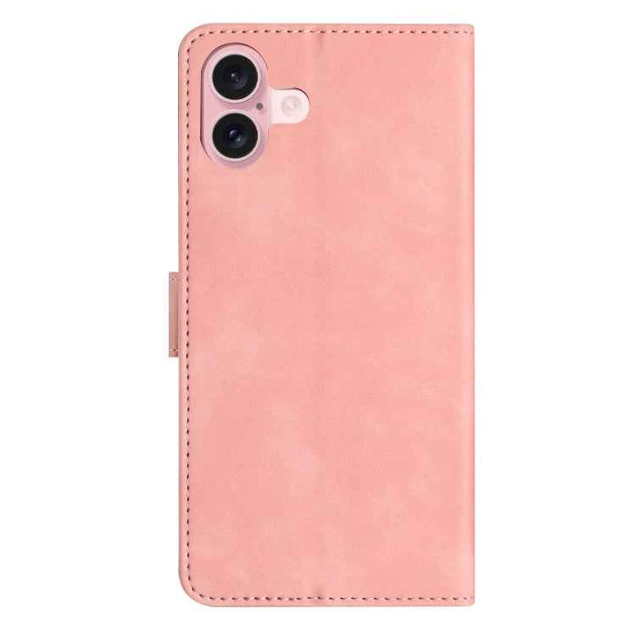 For iPhone 16 Plus Seven Butterflies Embossed Leather Phone Case(Pink)