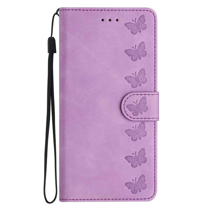 For iPhone 16 Plus Seven Butterflies Embossed Leather Phone Case(Purple)