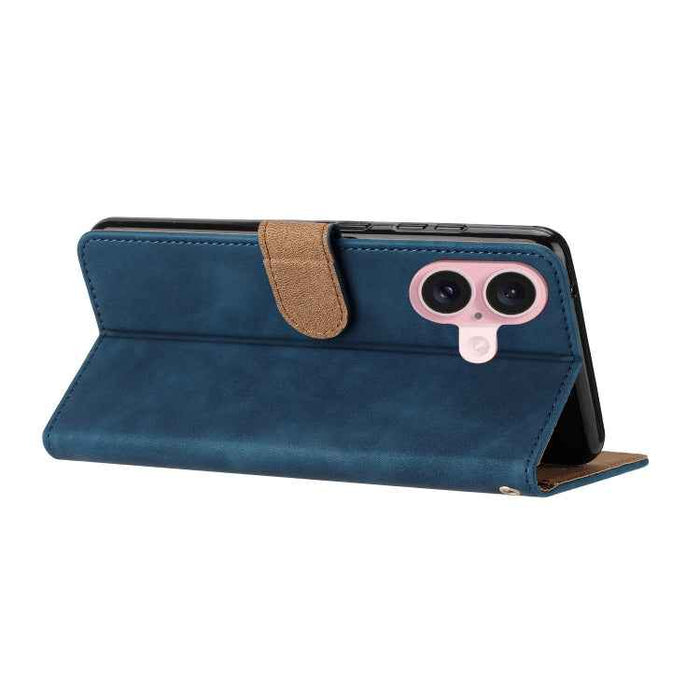 For iPhone 16 Plus Seven Butterflies Embossed Leather Phone Case(Blue)