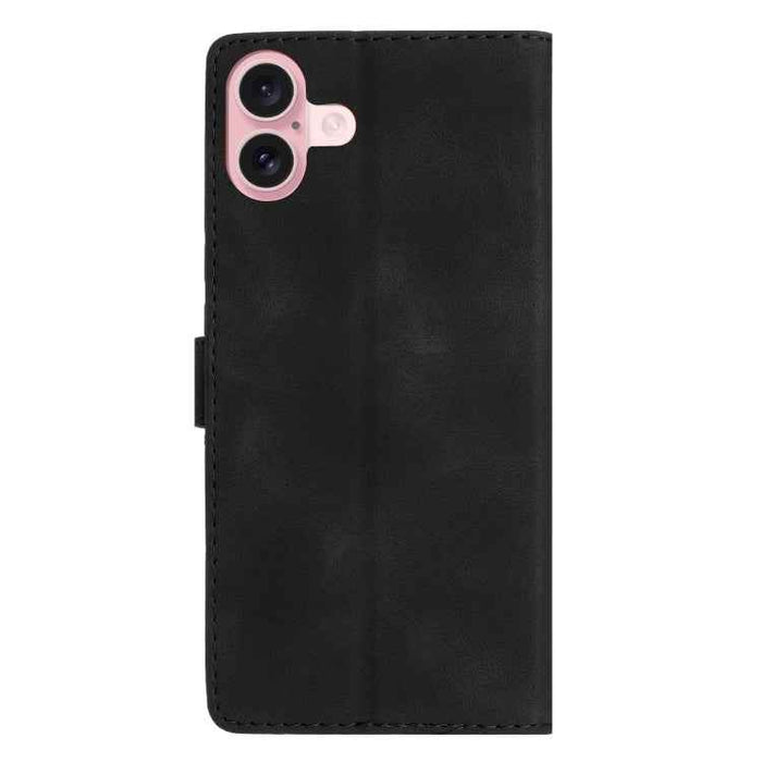 For iPhone 16 Plus Flower Butterfly Embossing Pattern Leather Phone Case(Black)