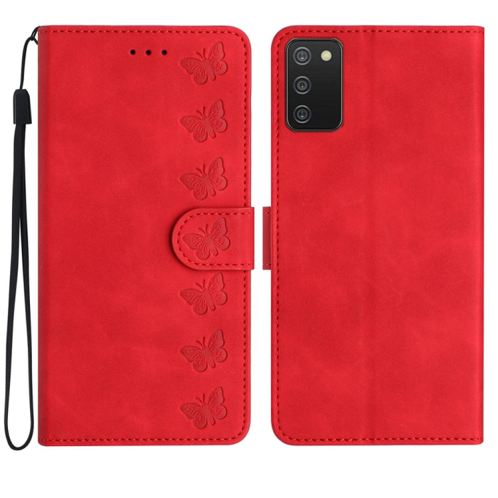 Seven Butterflies Embossed Leather Phone Case, For Samsung Galaxy S24 Ultra 5G, For Samsung Galaxy A25 5G, For Samsung Galaxy A02s 164mm, For Samsung Galaxy A15, For Samsung Galaxy A02s EU Version, For Samsung Galaxy A03, For Samsung Galaxy A03 Core���...