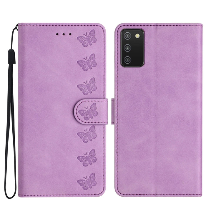 Seven Butterflies Embossed Leather Phone Case, For Samsung Galaxy S24 Ultra 5G, For Samsung Galaxy A25 5G, For Samsung Galaxy A02s 164mm, For Samsung Galaxy A15, For Samsung Galaxy A02s EU Version, For Samsung Galaxy A03, For Samsung Galaxy A03 Core���...