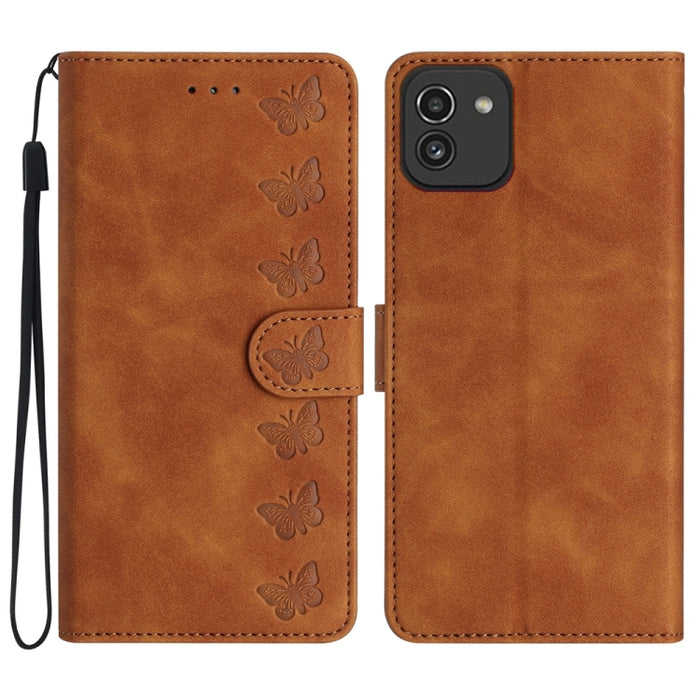 Seven Butterflies Embossed Leather Phone Case, For Samsung Galaxy S24 Ultra 5G, For Samsung Galaxy A25 5G, For Samsung Galaxy A02s 164mm, For Samsung Galaxy A15, For Samsung Galaxy A02s EU Version, For Samsung Galaxy A03, For Samsung Galaxy A03 Core���...