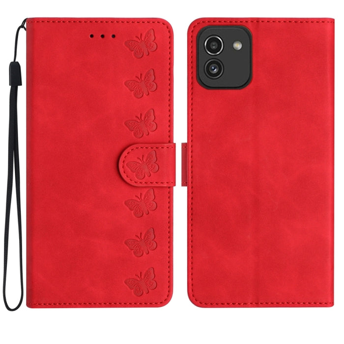 Seven Butterflies Embossed Leather Phone Case, For Samsung Galaxy S24 Ultra 5G, For Samsung Galaxy A25 5G, For Samsung Galaxy A02s 164mm, For Samsung Galaxy A15, For Samsung Galaxy A02s EU Version, For Samsung Galaxy A03, For Samsung Galaxy A03 Core���...