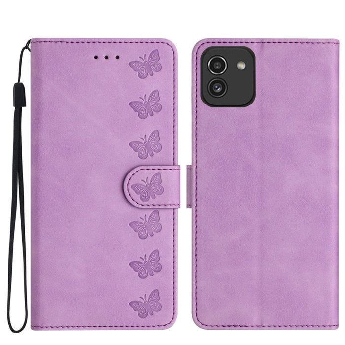 Seven Butterflies Embossed Leather Phone Case, For Samsung Galaxy S24 Ultra 5G, For Samsung Galaxy A25 5G, For Samsung Galaxy A02s 164mm, For Samsung Galaxy A15, For Samsung Galaxy A02s EU Version, For Samsung Galaxy A03, For Samsung Galaxy A03 Core���...