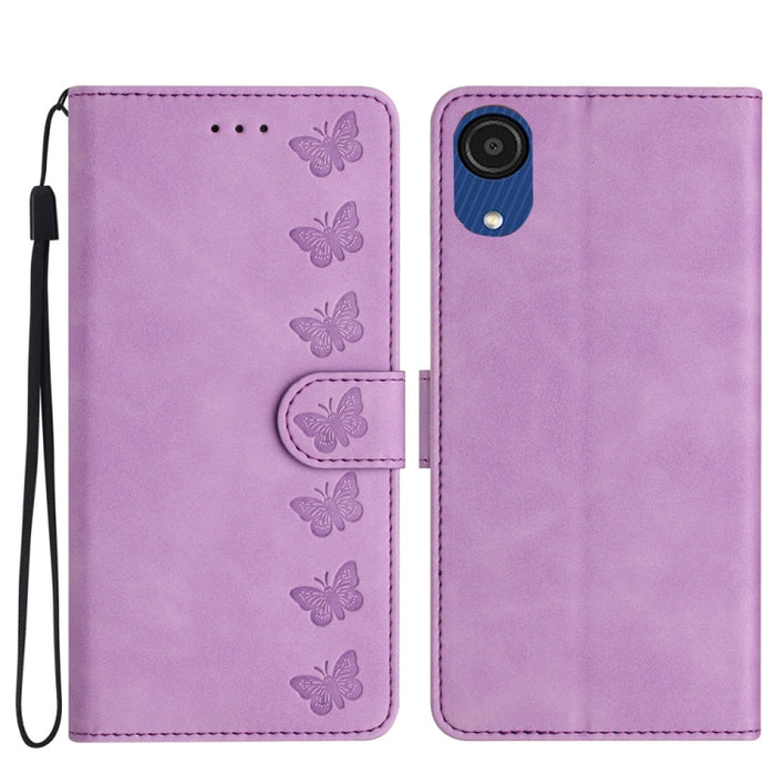 Seven Butterflies Embossed Leather Phone Case, For Samsung Galaxy S24 Ultra 5G, For Samsung Galaxy A25 5G, For Samsung Galaxy A02s 164mm, For Samsung Galaxy A15, For Samsung Galaxy A02s EU Version, For Samsung Galaxy A03, For Samsung Galaxy A03 Core���...