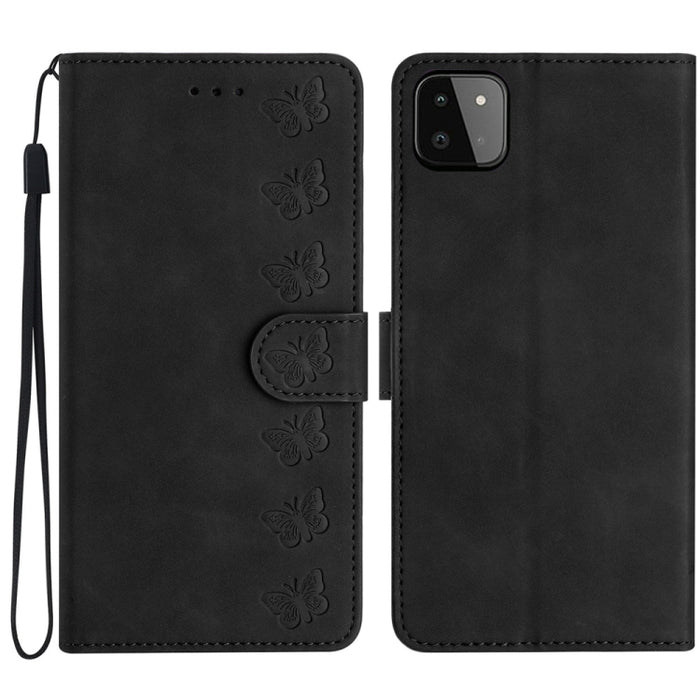 Seven Butterflies Embossed Leather Phone Case, For Samsung Galaxy A22 5G, For Samsung Galaxy A23 5G, For Samsung Galaxy A24 4G, For Samsung Galaxy A32 4G, For Samsung Galaxy A32 5G, For Samsung Galaxy A33 5G, For Samsung Galaxy A34, For Samsung Galaxy A40