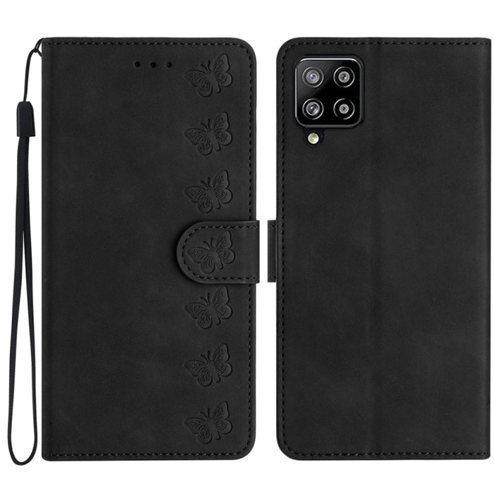 Seven Butterflies Embossed Leather Phone Case, For Samsung Galaxy A41, For Samsung Galaxy A42 5G, For Samsung Galaxy A50, For Samsung Galaxy A51, For Samsung Galaxy A52 5G, For Samsung Galaxy A53, For Samsung Galaxy A54, For Samsung Galaxy A70