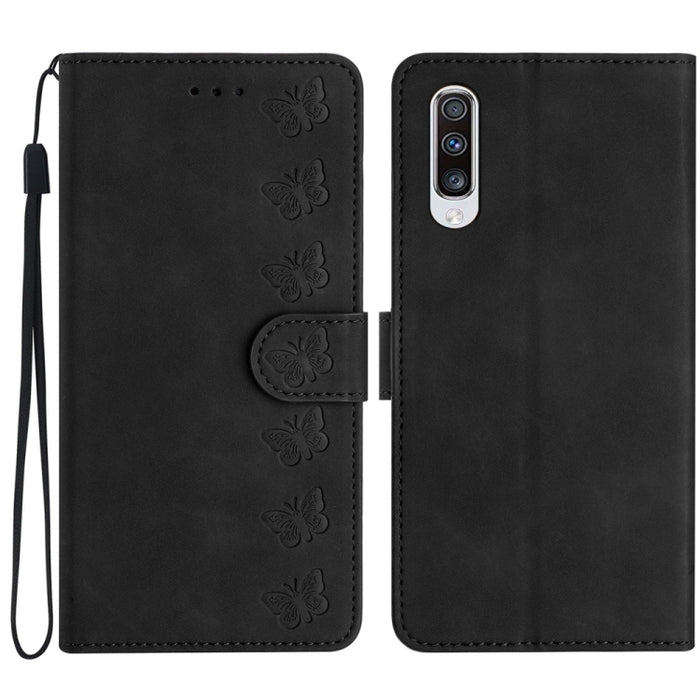 Seven Butterflies Embossed Leather Phone Case, For Samsung Galaxy A41, For Samsung Galaxy A42 5G, For Samsung Galaxy A50, For Samsung Galaxy A51, For Samsung Galaxy A52 5G, For Samsung Galaxy A53, For Samsung Galaxy A54, For Samsung Galaxy A70