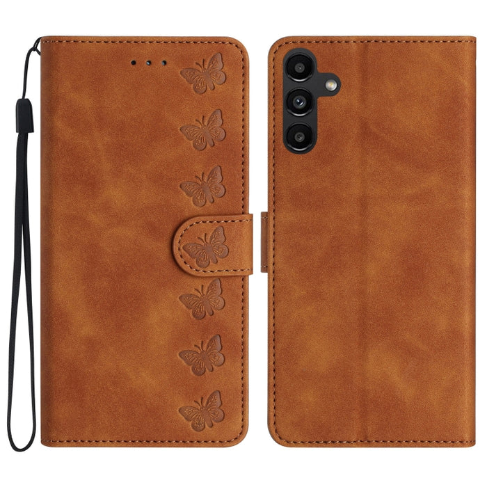 Seven Butterflies Embossed Leather Phone Case, For Samsung Galaxy A04 Core, For Samsung Galaxy S24+ 5G, For Samsung Galaxy A04s, For Samsung Galaxy S23 FE 5G, For Samsung Galaxy A05, For Samsung Galaxy A10 / M10, For Samsung Galaxy A12 5G              ...