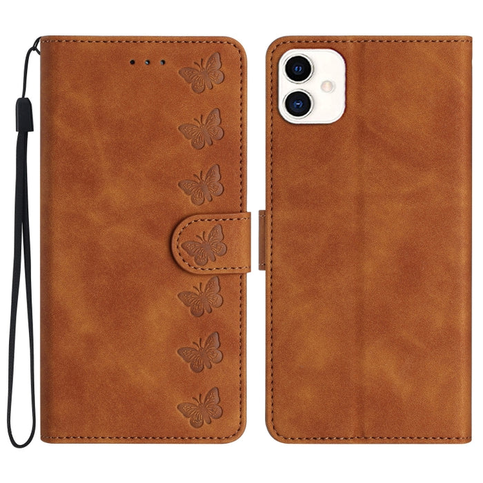 Seven Butterflies Embossed Leather Phone Case, For Samsung Galaxy A04 Core, For Samsung Galaxy S23 FE 5G, For Samsung Galaxy A05, For Samsung Galaxy S24+ 5G, For Samsung Galaxy A04s, For Samsung Galaxy A10 / M10, For Samsung Galaxy A12 5G��������������...