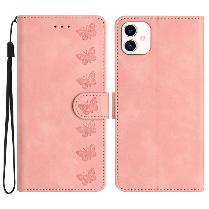 Seven Butterflies Embossed Leather Phone Case, For Samsung Galaxy A04 Core, For Samsung Galaxy S23 FE 5G, For Samsung Galaxy A05, For Samsung Galaxy S24+ 5G, For Samsung Galaxy A04s, For Samsung Galaxy A10 / M10, For Samsung Galaxy A12 5G��������������...