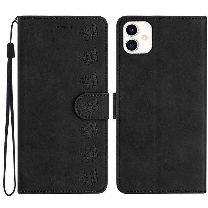 Seven Butterflies Embossed Leather Phone Case, For Samsung Galaxy A04 Core, For Samsung Galaxy S23 FE 5G, For Samsung Galaxy A05, For Samsung Galaxy S24+ 5G, For Samsung Galaxy A04s, For Samsung Galaxy A10 / M10, For Samsung Galaxy A12 5G��������������...
