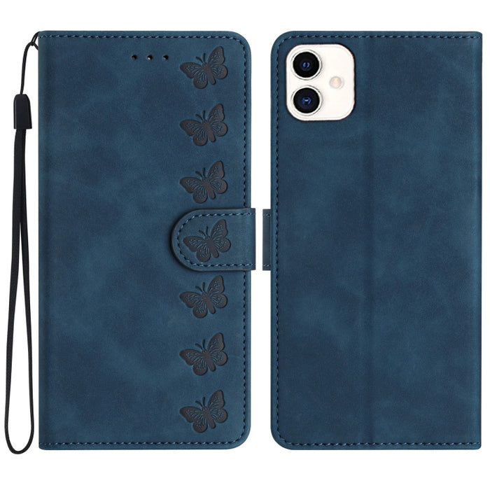Seven Butterflies Embossed Leather Phone Case, For Samsung Galaxy A04 Core, For Samsung Galaxy S23 FE 5G, For Samsung Galaxy A05, For Samsung Galaxy S24+ 5G, For Samsung Galaxy A04s, For Samsung Galaxy A10 / M10, For Samsung Galaxy A12 5G��������������...