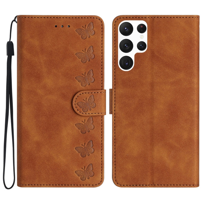Seven Butterflies Embossed Leather Phone Case, For Samsung Galaxy A15, For Samsung Galaxy S24 Ultra 5G, For Samsung Galaxy A25 5G, For Samsung Galaxy A02s 164mm, For Samsung Galaxy A02s EU Version, For Samsung Galaxy A03, For Samsung Galaxy A03 Core   ...