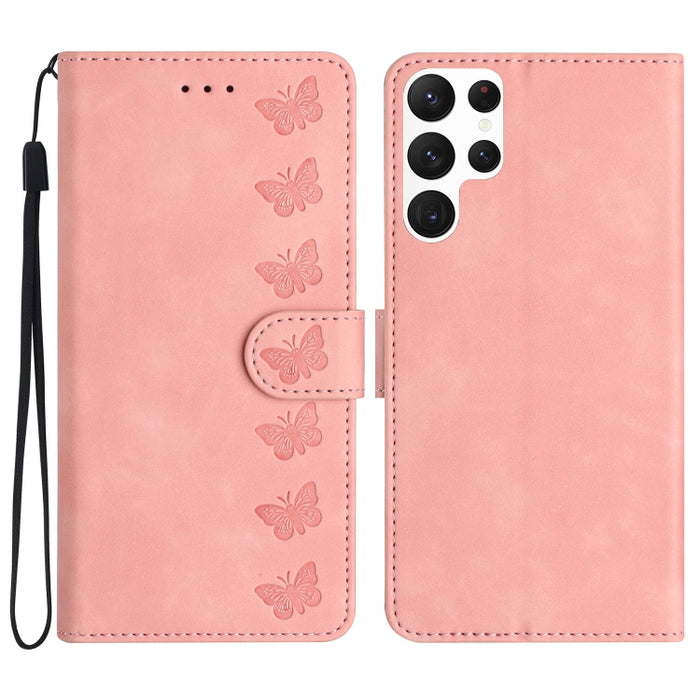 Seven Butterflies Embossed Leather Phone Case, For Samsung Galaxy S24 Ultra 5G, For Samsung Galaxy A25 5G, For Samsung Galaxy A02s 164mm, For Samsung Galaxy A15, For Samsung Galaxy A02s EU Version, For Samsung Galaxy A03, For Samsung Galaxy A03 Core���...