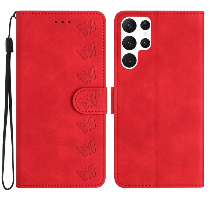 Seven Butterflies Embossed Leather Phone Case, For Samsung Galaxy S24 Ultra 5G, For Samsung Galaxy A25 5G, For Samsung Galaxy A02s 164mm, For Samsung Galaxy A15, For Samsung Galaxy A02s EU Version, For Samsung Galaxy A03, For Samsung Galaxy A03 Core���...