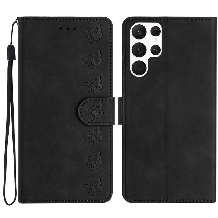 Seven Butterflies Embossed Leather Phone Case