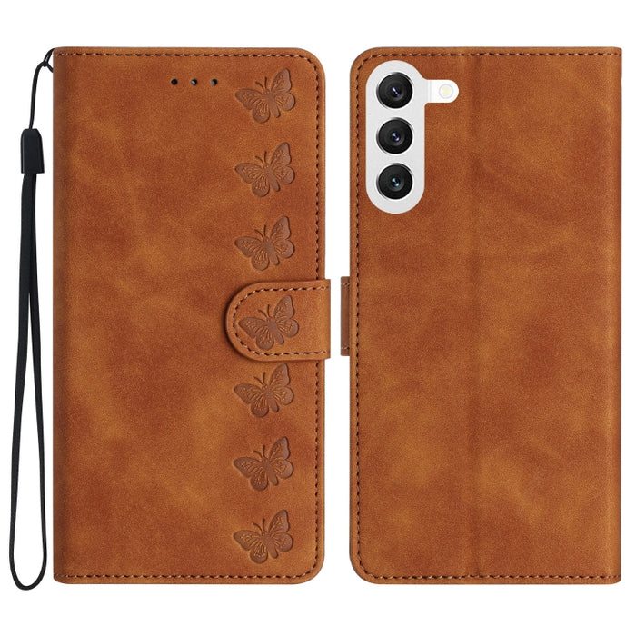 Seven Butterflies Embossed Leather Phone Case, For Samsung Galaxy A04 Core, For Samsung Galaxy S23 FE 5G, For Samsung Galaxy A05, For Samsung Galaxy S24+ 5G, For Samsung Galaxy A04s, For Samsung Galaxy A10 / M10, For Samsung Galaxy A12 5G��������������...