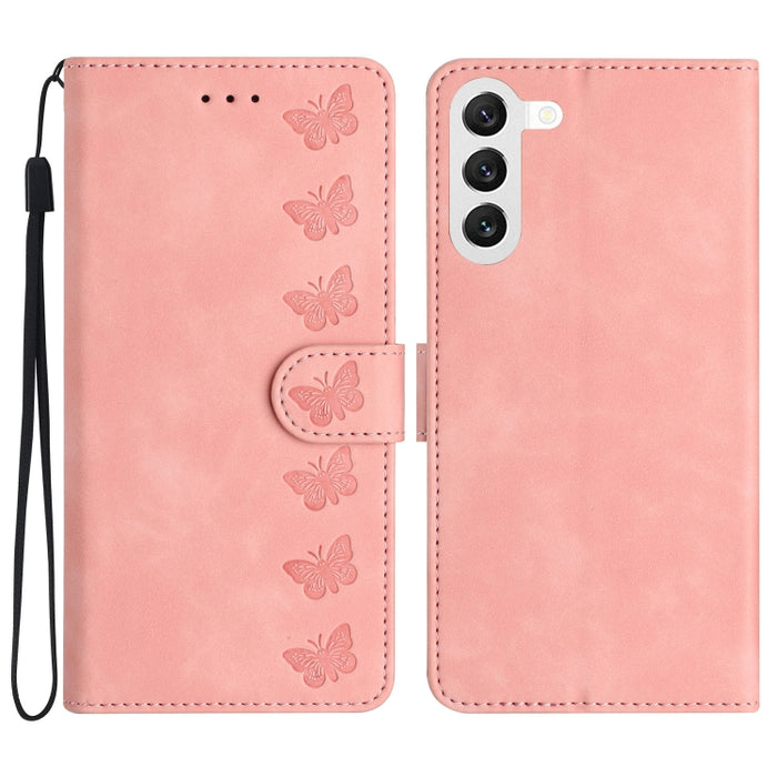 Seven Butterflies Embossed Leather Phone Case, For Samsung Galaxy A04 Core, For Samsung Galaxy S23 FE 5G, For Samsung Galaxy A05, For Samsung Galaxy S24+ 5G, For Samsung Galaxy A04s, For Samsung Galaxy A10 / M10, For Samsung Galaxy A12 5G��������������...