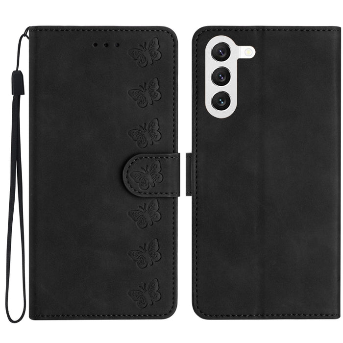 Seven Butterflies Embossed Leather Phone Case, For Samsung Galaxy A04 Core, For Samsung Galaxy S23 FE 5G, For Samsung Galaxy A05, For Samsung Galaxy S24+ 5G, For Samsung Galaxy A04s, For Samsung Galaxy A10 / M10, For Samsung Galaxy A12 5G��������������...