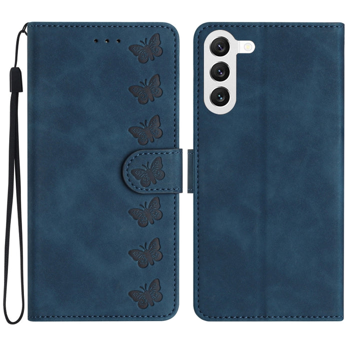 Seven Butterflies Embossed Leather Phone Case, For Samsung Galaxy A04 Core, For Samsung Galaxy S23 FE 5G, For Samsung Galaxy A05, For Samsung Galaxy S24+ 5G, For Samsung Galaxy A04s, For Samsung Galaxy A10 / M10, For Samsung Galaxy A12 5G��������������...