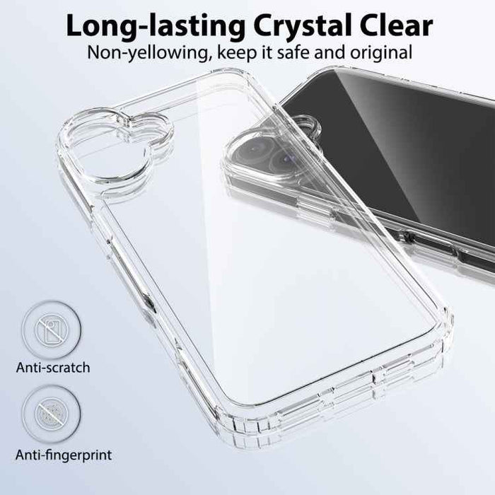 For iPhone 16 Plus Scratchproof Acrylic TPU Phone Case(Transparent)