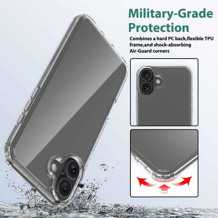 For iPhone 16 Plus Scratchproof Acrylic TPU Phone Case(Transparent)