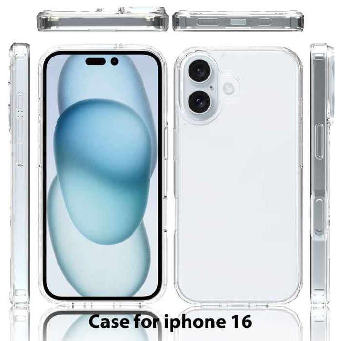 For iPhone 16 Scratchproof Acrylic TPU Phone Case(Transparent)