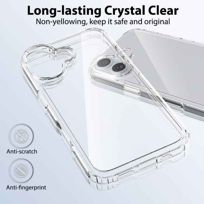 For iPhone 16 Scratchproof Acrylic TPU Phone Case(Transparent)