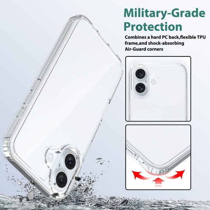 For iPhone 16 Scratchproof Acrylic TPU Phone Case(Transparent)