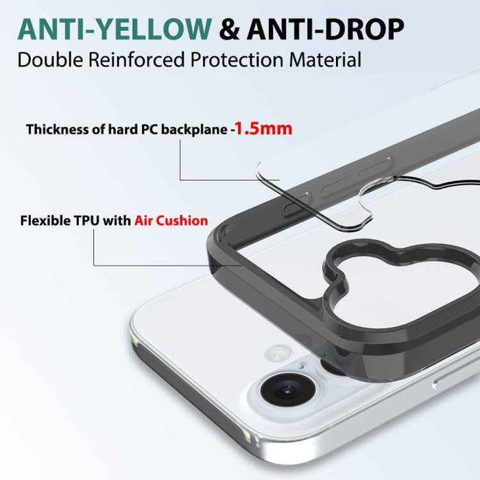 For iPhone 16 Scratchproof Acrylic TPU Phone Case(Black)