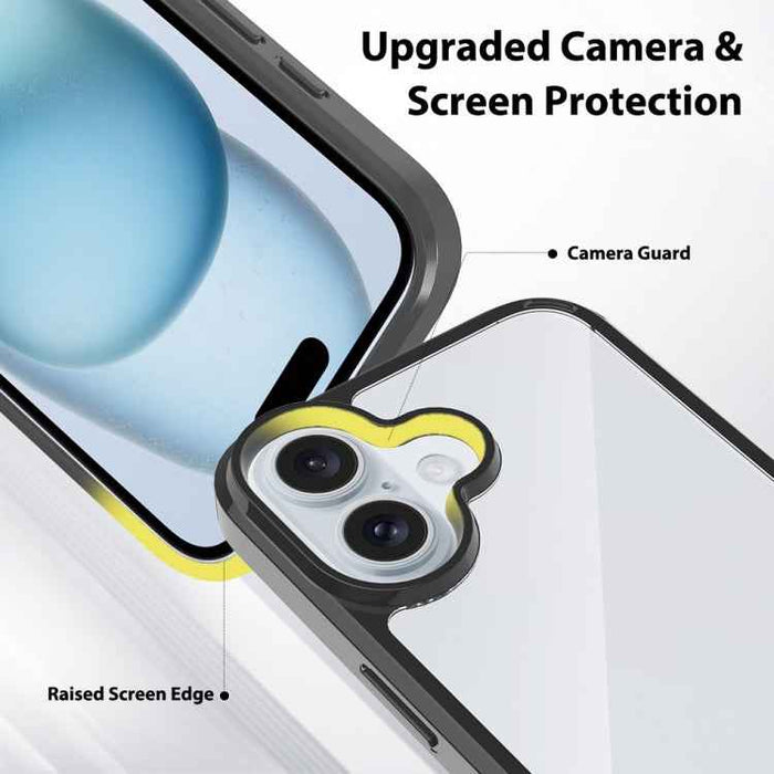 For iPhone 16 Scratchproof Acrylic TPU Phone Case(Black)