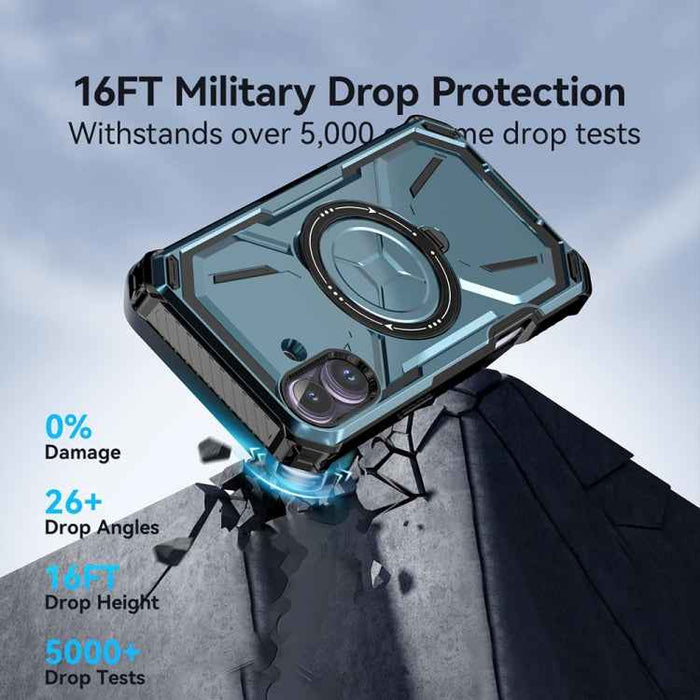 For iPhone 16 Plus Armor Series Holder Phone Case(Blue)