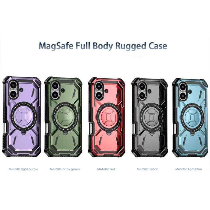 For iPhone 16 Armor Series Holder Phone Case(Light Purple)