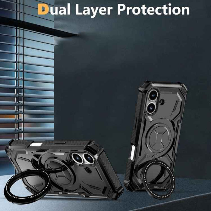 For iPhone 16 Armor Series Holder Phone Case(Light Purple)