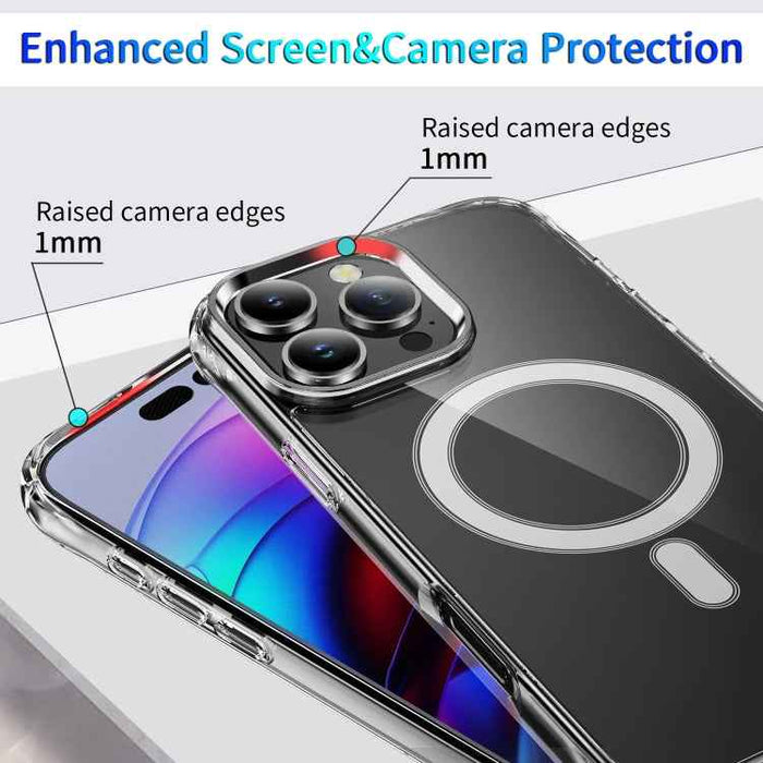For iPhone 16 Pro Four Corner Airbags MagSafe Magnetic Phone Case(Transparent)