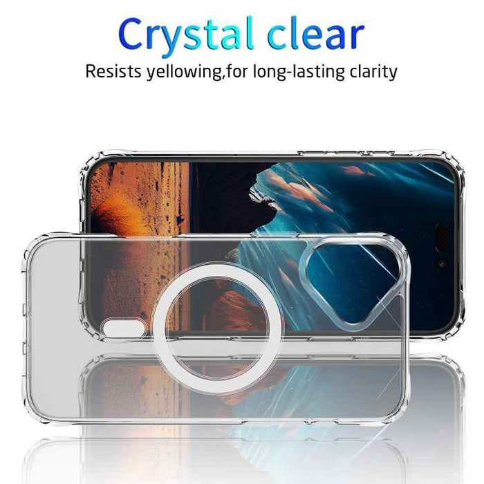 For iPhone 16 Four Corner Airbags MagSafe Magnetic Phone Case(Transparent)