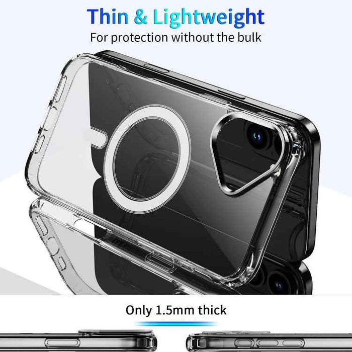 For iPhone 16 Four Corner Airbags MagSafe Magnetic Phone Case(Transparent)