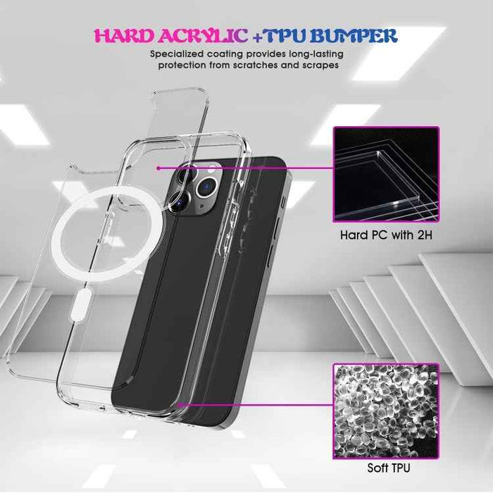 For iPhone 16 Pro MagSafe Clear Acrylic PC +TPU Phone Case(Transparent)
