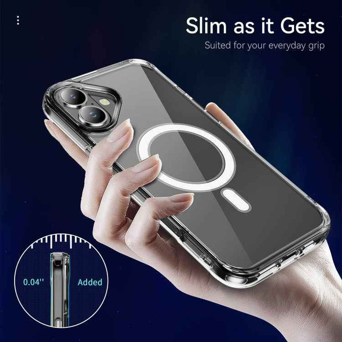 For iPhone 16 Plus MagSafe Clear Acrylic PC +TPU Phone Case(Transparent)
