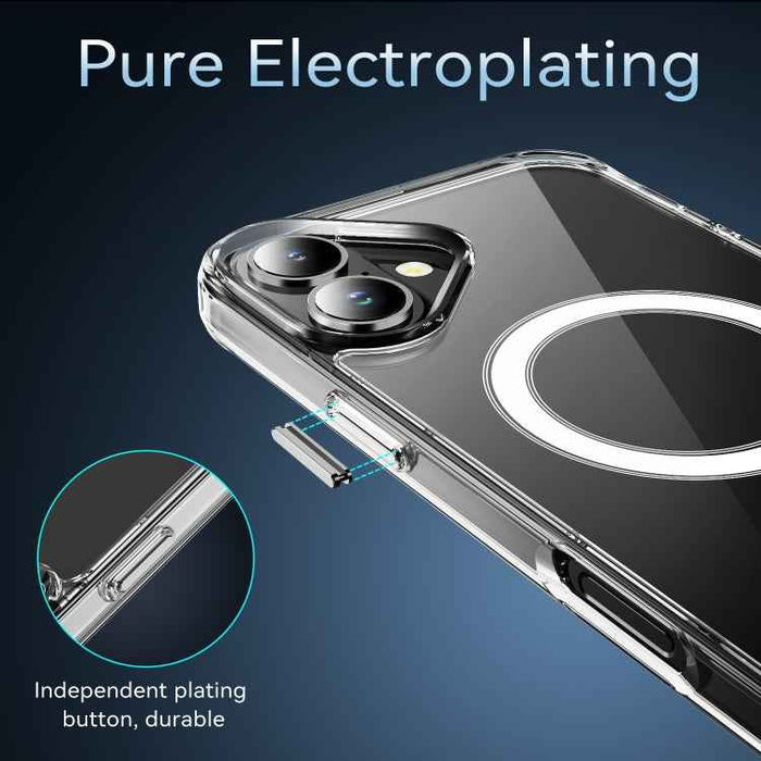 For iPhone 16 Plus MagSafe Clear Acrylic PC +TPU Phone Case(Transparent)