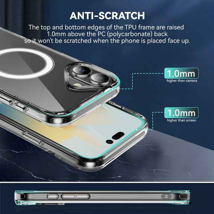 For iPhone 16 Plus MagSafe Clear Acrylic PC +TPU Phone Case(Transparent)