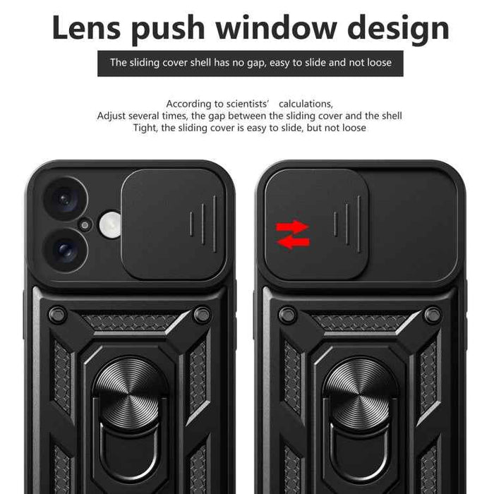 For iPhone 16 Plus Sliding Camera Cover Design TPU+PC Phone Case(Black)