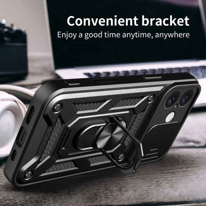 For iPhone 16 Plus Sliding Camera Cover Design TPU+PC Phone Case(Black)