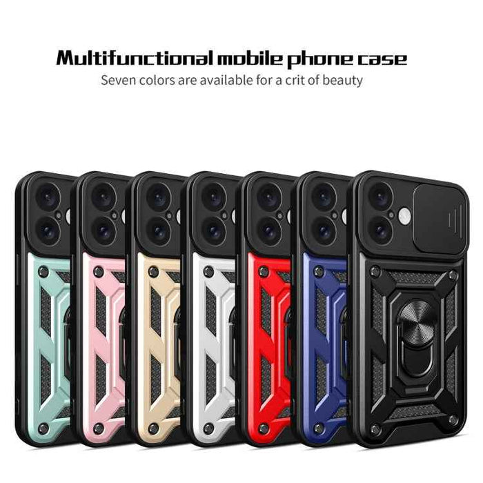 For iPhone 16 Plus Sliding Camera Cover Design TPU+PC Phone Case(Gold)