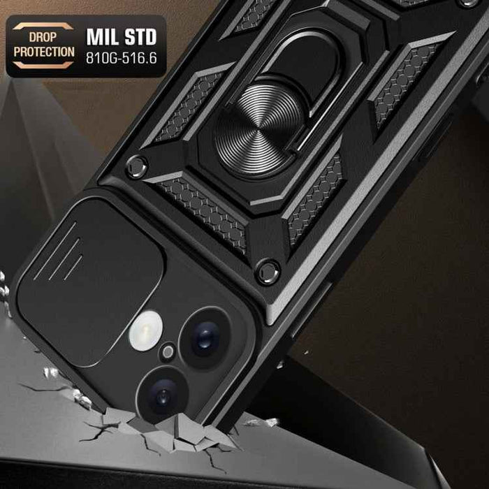 For iPhone 16 Sliding Camera Cover Design TPU+PC Phone Case(Black)
