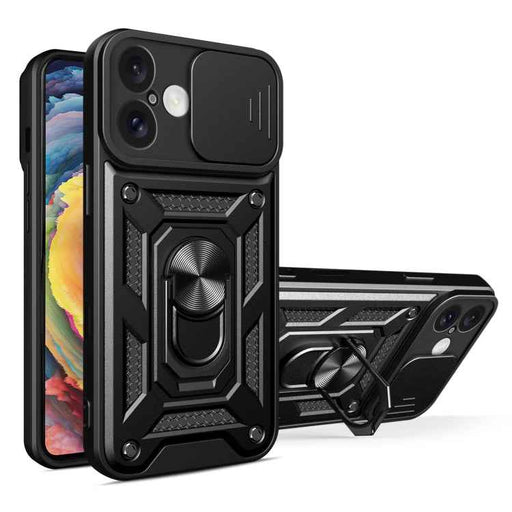 For iPhone 16 Sliding Camera Cover Design TPU+PC Phone Case(Black)